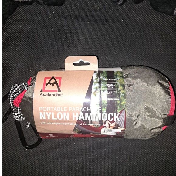 NEW Avalanche Outdoor Portable Parachute Nylon Hammock Gray-Red - Picture 4 of 7